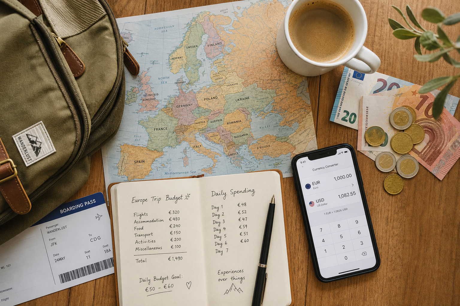 Planning a Europe trip budget — breaking costs into categories is the only way to get a number you can actually trust