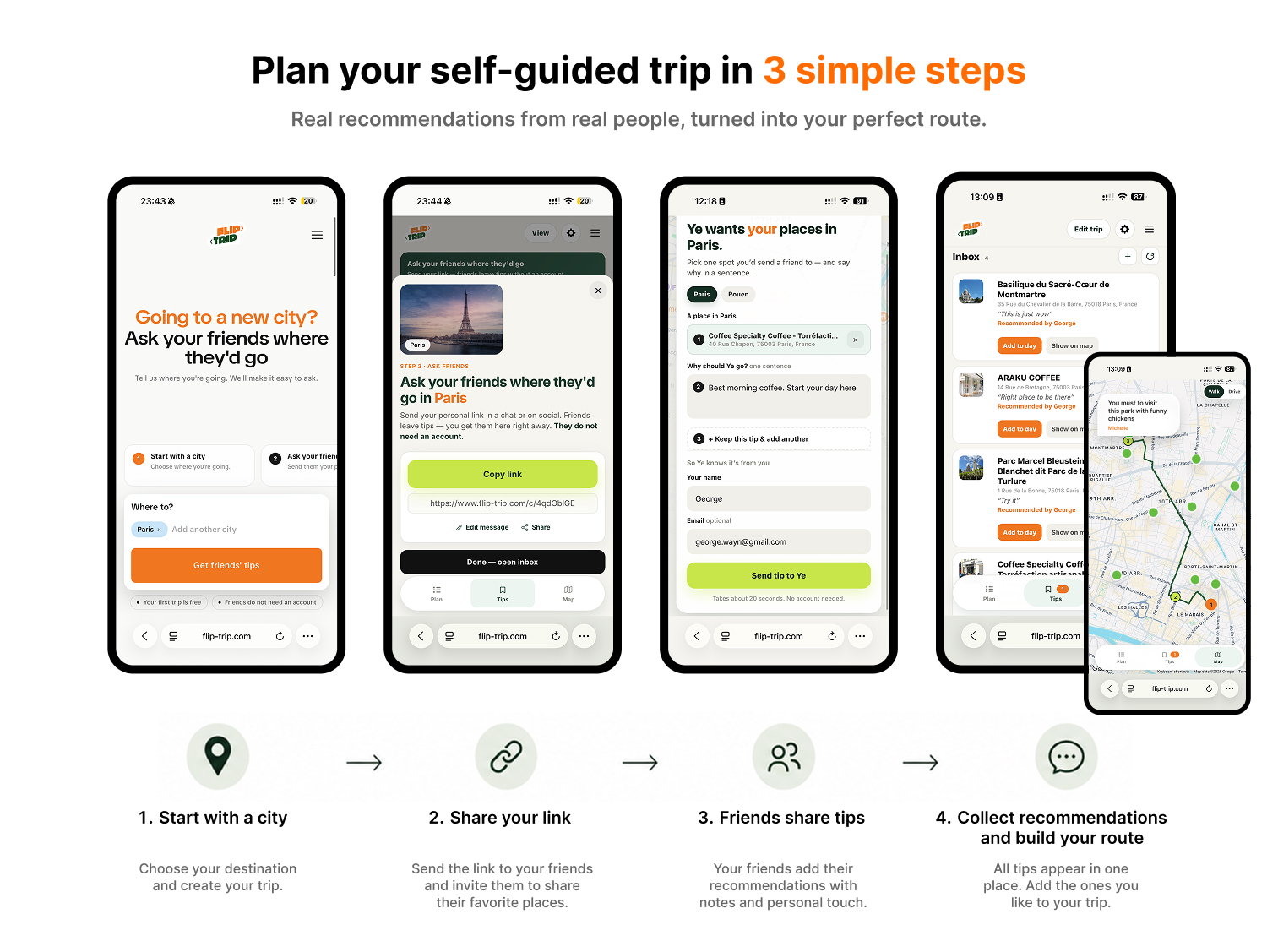 Plan your trip in simple steps with FlipTrip